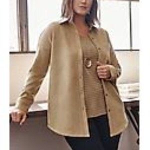 J.JILL WEAREVER FAUX-SUEDE JACKET IN WHEAT  - Can be worn as a shirt too!  NWT -